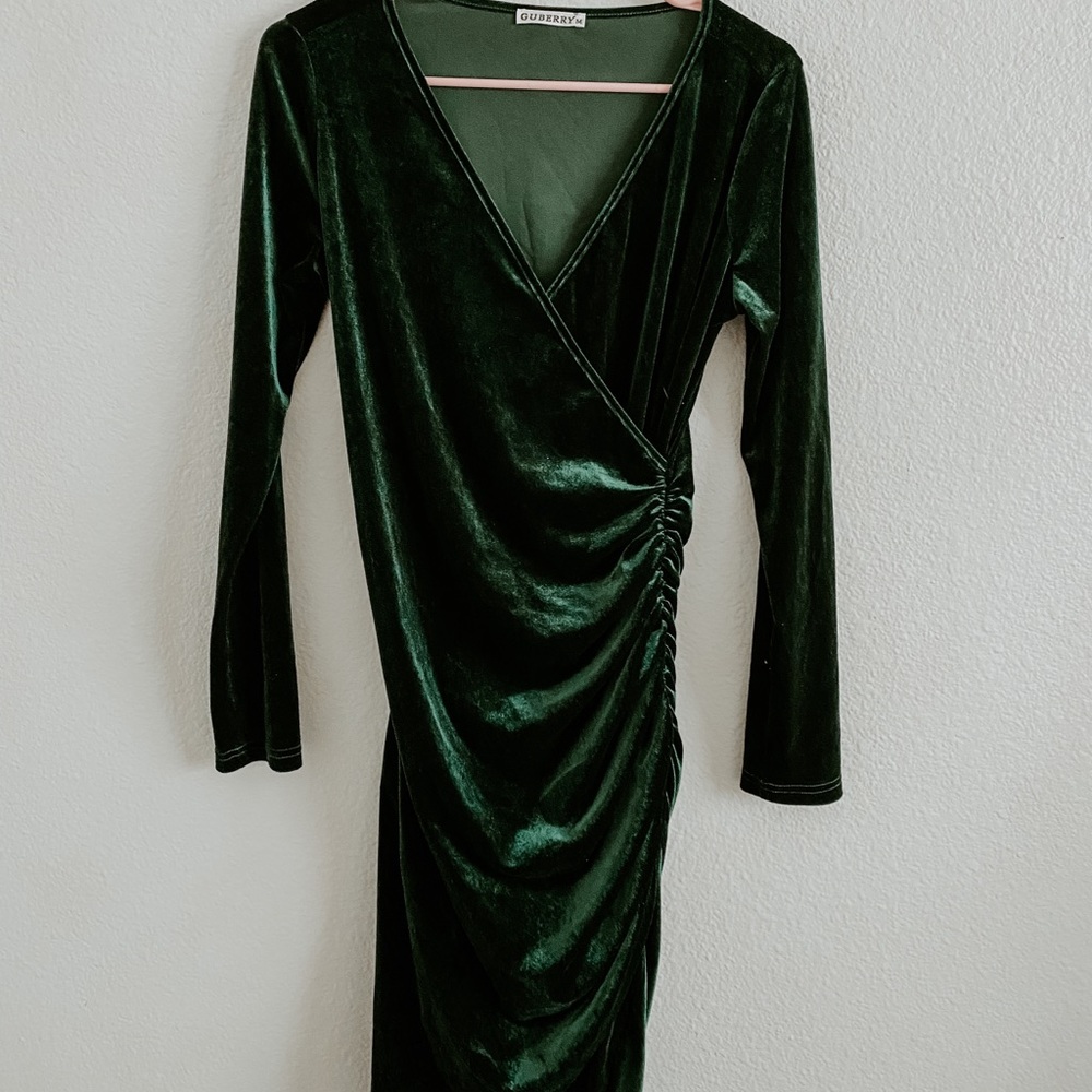 Green velvet dress